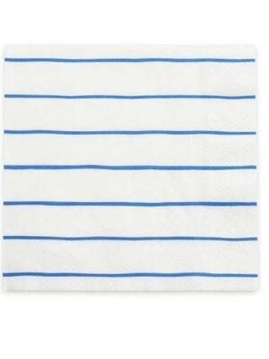 Frenchie Striped Large Napkins - Cobalt