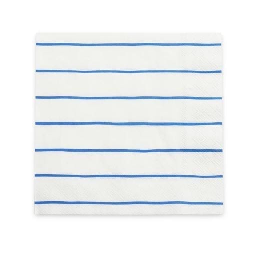 Frenchie Striped Large Napkins - Cobalt