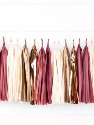 Burgundy, Blush and Rose Gold Tissue Tassel Garland
