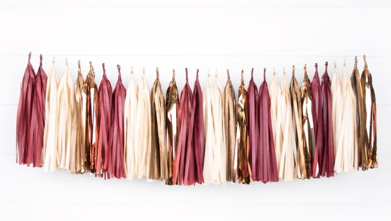 Burgundy, Blush and Rose Gold Tissue Tassel Garland