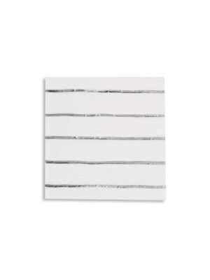 Frenchie Striped Small Napkins - Silver