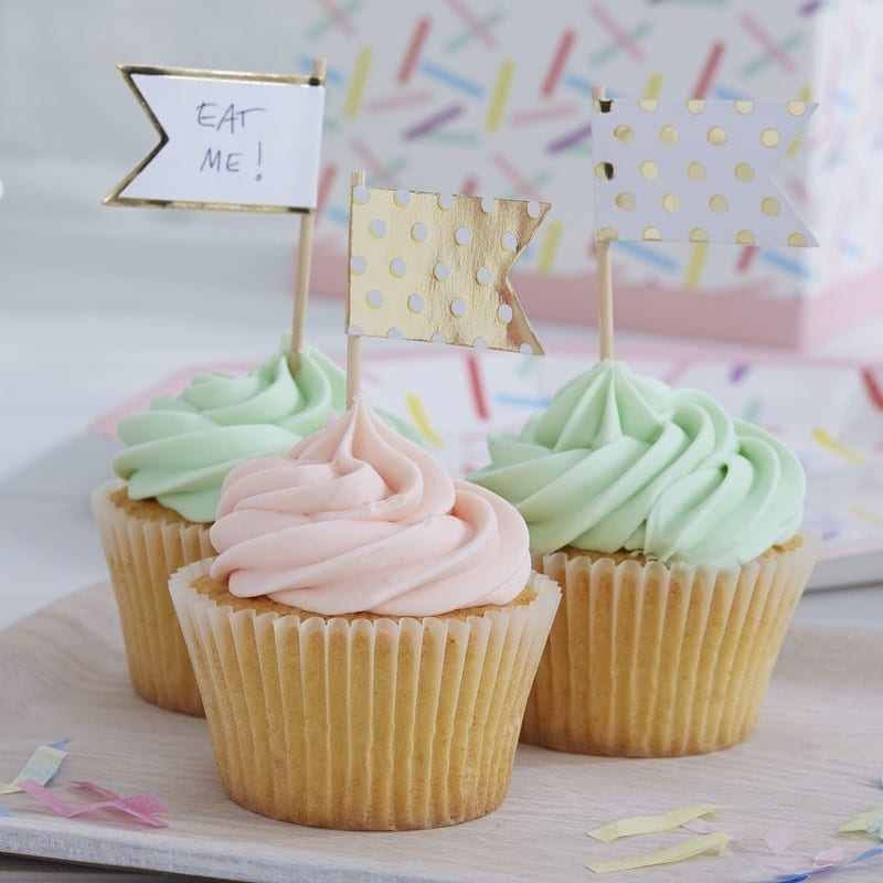Gold Foiled Polka Dot Cupcake Sticks