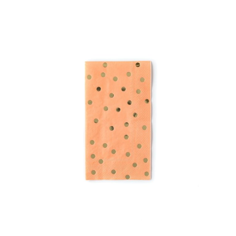 Coral Polka Dot Dinner Napkin