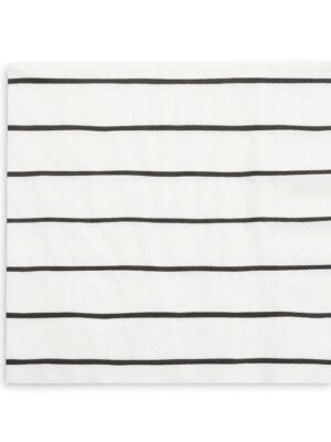 Frenchie Striped Large Napkins - Black