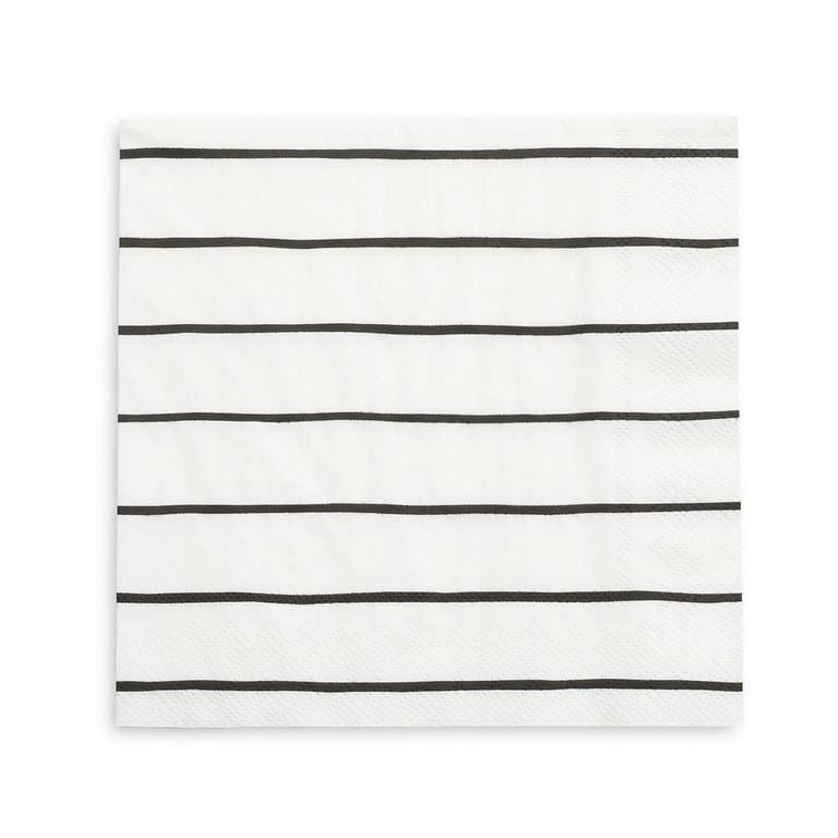 Frenchie Striped Large Napkins - Black