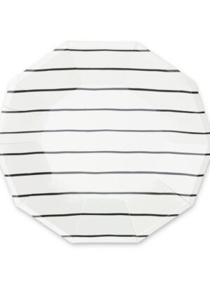 Frenchie Striped Large Plates - Black