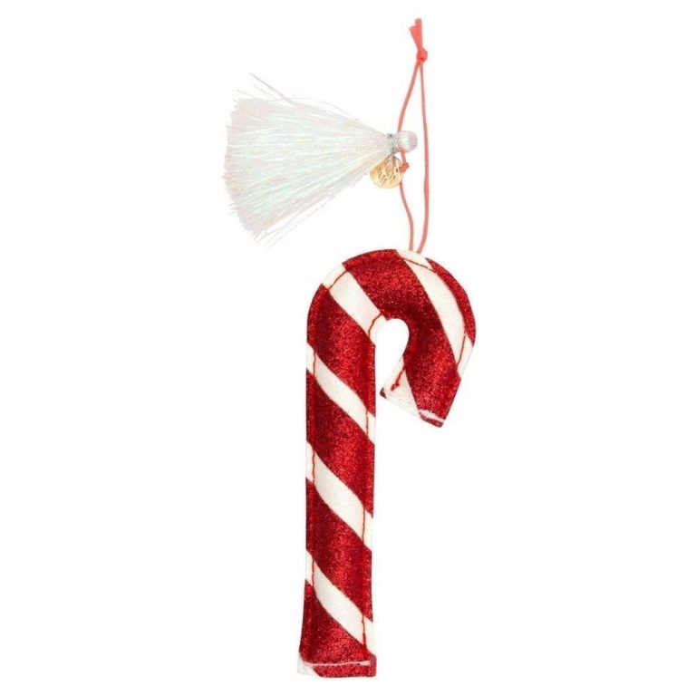 Candy Cane Glitter Fabric Tree Decoration