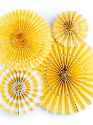 Yellow Paper Fan Basics - Set of 4