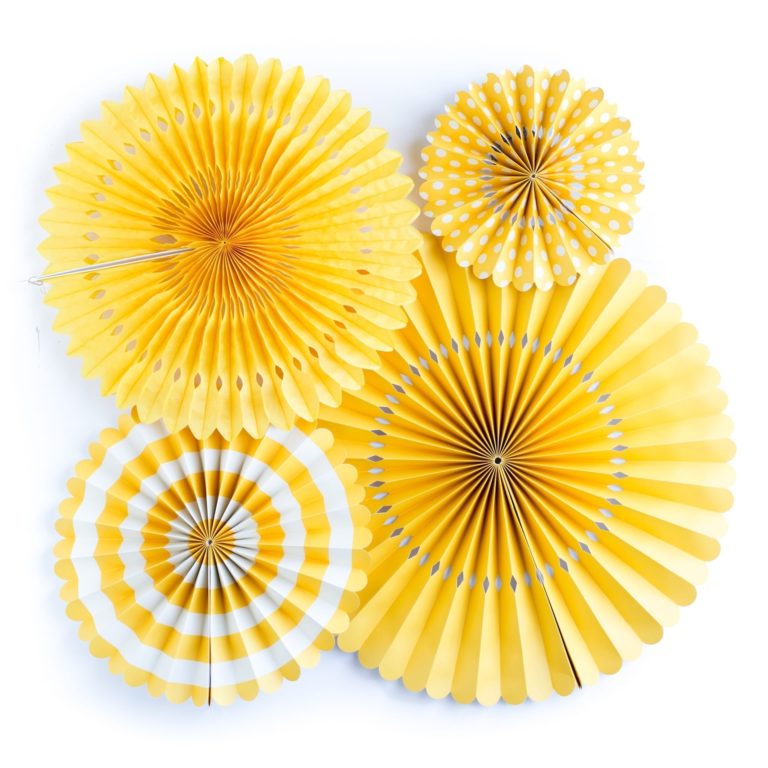 Yellow Paper Fan Basics - Set of 4