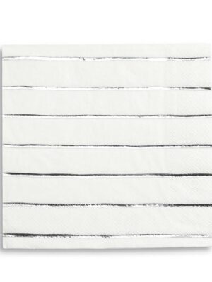 Frenchie Striped Large Napkins - Silver