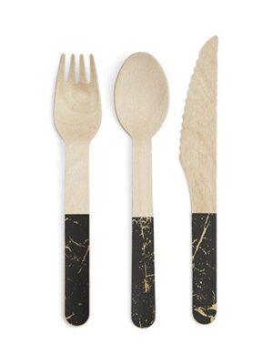 Wooden Gold Speckle Cutlery by Cakewalk