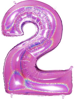 Giant Holographic Hot Pink Number Balloon - 40 Inches