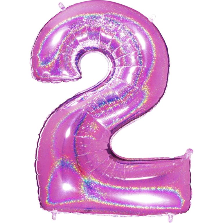 Giant Holographic Hot Pink Number Balloon - 40 Inches