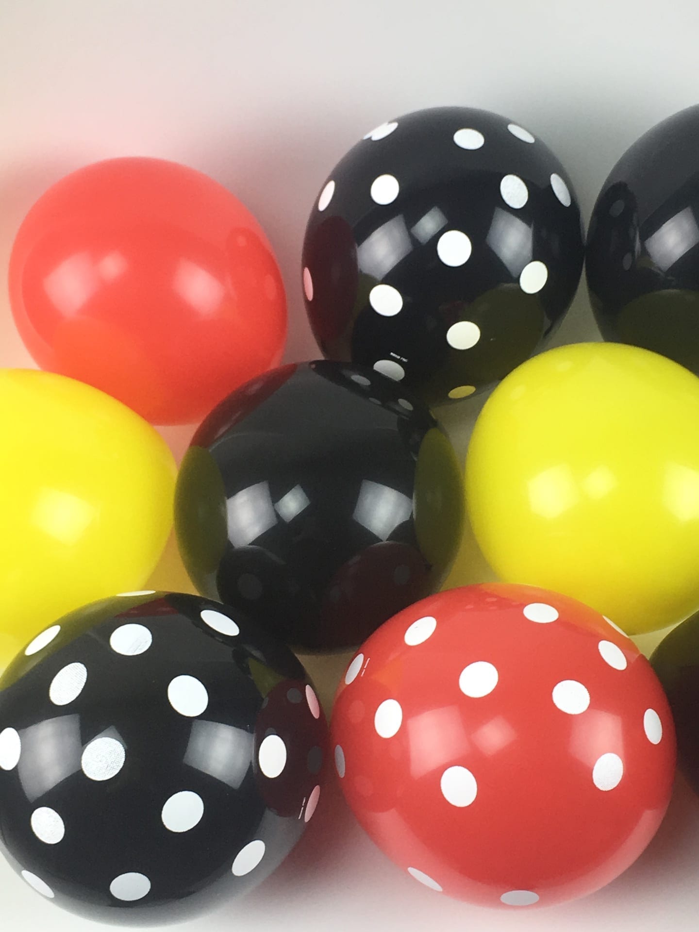 Black, Red and Yellow Dot Mini Balloon Mix