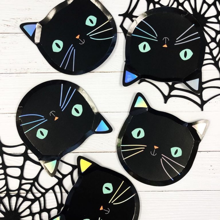 Black Cat Halloween Plates