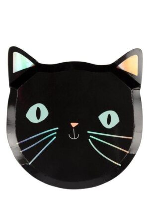 Black Cat Halloween Plates