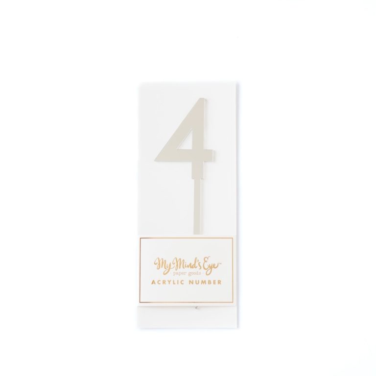Silver Acrylic Cake Topper - Number 4
