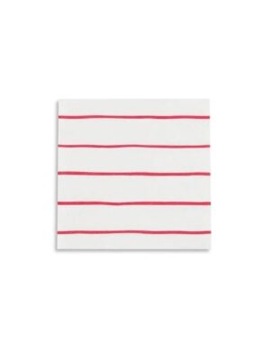 Frenchie Striped Small Napkins - Candy Apple Red