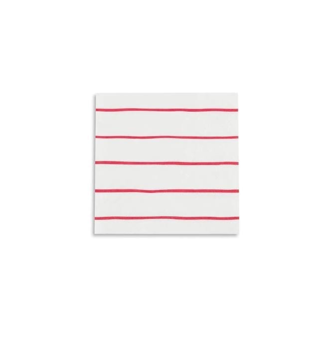 Frenchie Striped Small Napkins - Candy Apple Red