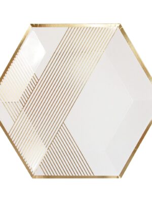 Blanc - White Striped Large Paper Plates