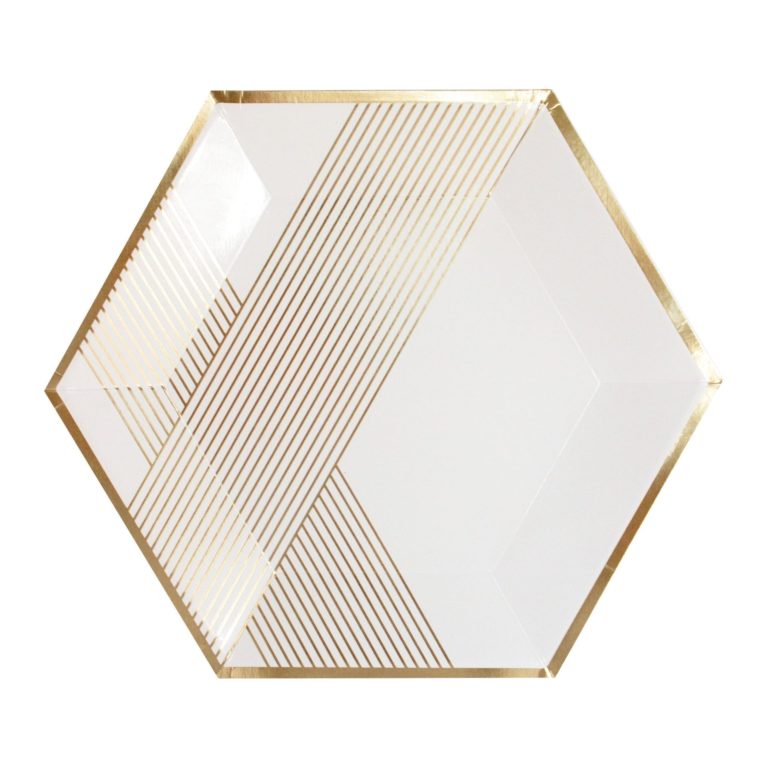 Blanc - White Striped Large Paper Plates