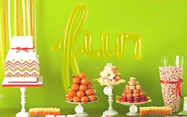FUN Cursive Script Balloon - Transparent Lime