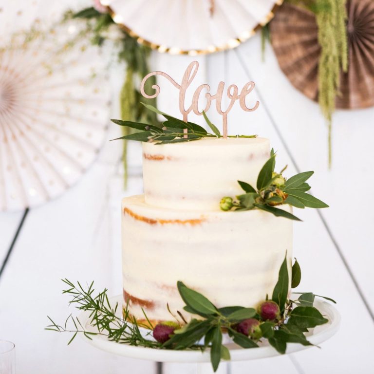 Botanical Love Wood Cake Topper