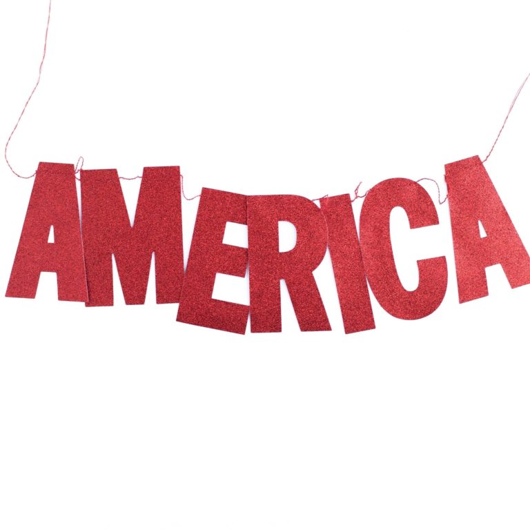AMERICA Red Glitter Banner