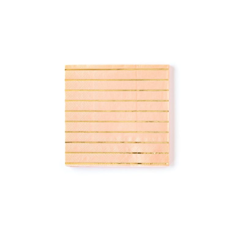 Coral Striped Cocktail Napkins
