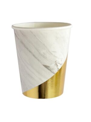 Blanc - White Marble Colorblock Paper Cups