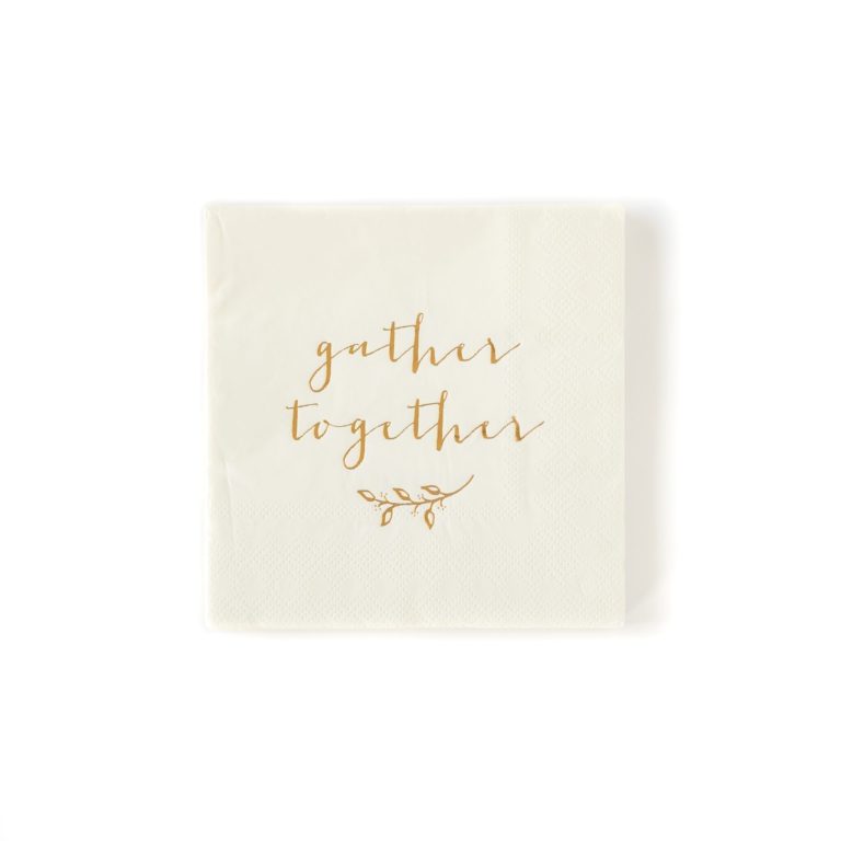 Thanksgiving Gather Together Script Cocktail Napkins