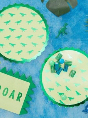 Dinosaur Paper Party Plates - Foiled