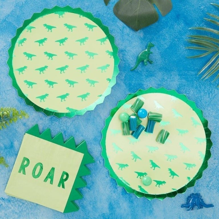 Dinosaur Paper Party Plates - Foiled