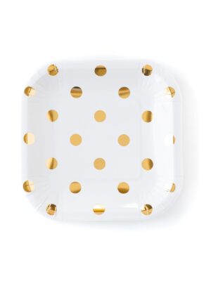 Cream Square Small Plates with Gold Foil Dots