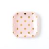 Blush Square Small Plates with Gold Foil Dots