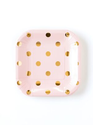 Blush Square Small Plates with Gold Foil Dots