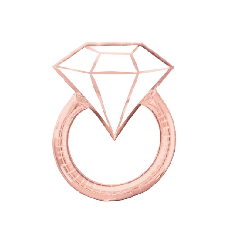 Diamond Engagement Ring Mylar Balloon - Rose Gold