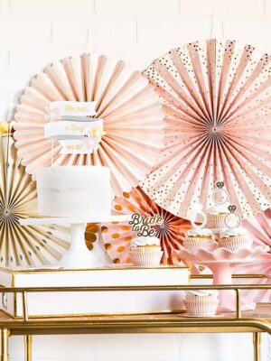 Blush Pink and Gold Party Fans with Confetti