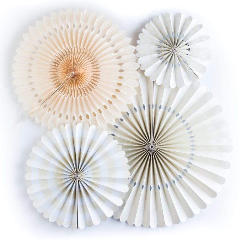 Ivory Paper Fan Basics - Set of 4