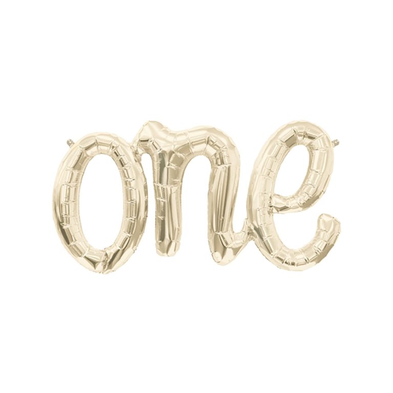 ONE Cursive Script Balloon - Champagne Gold